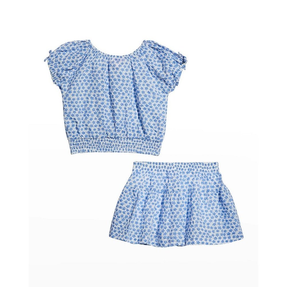 Design History Girls Blue Ditsy Floral Skirt Set