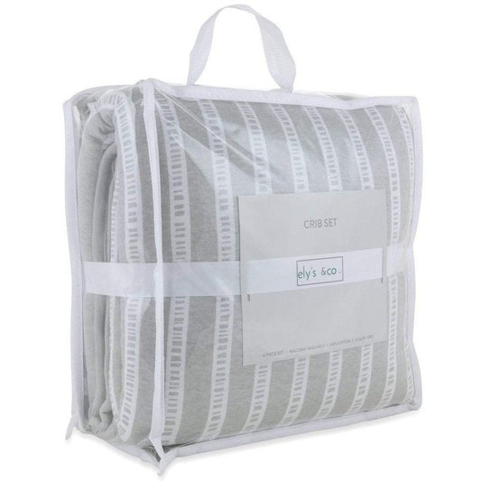 Ely BabyEly's & Co Four Piece Grey Bamboo Design Baby Crib SetBabysupermarket