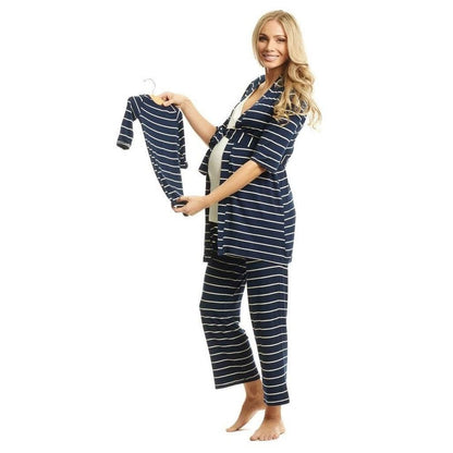 Everly Grey Analise 5-Piece Maternity Loungewear Navy Stripe
