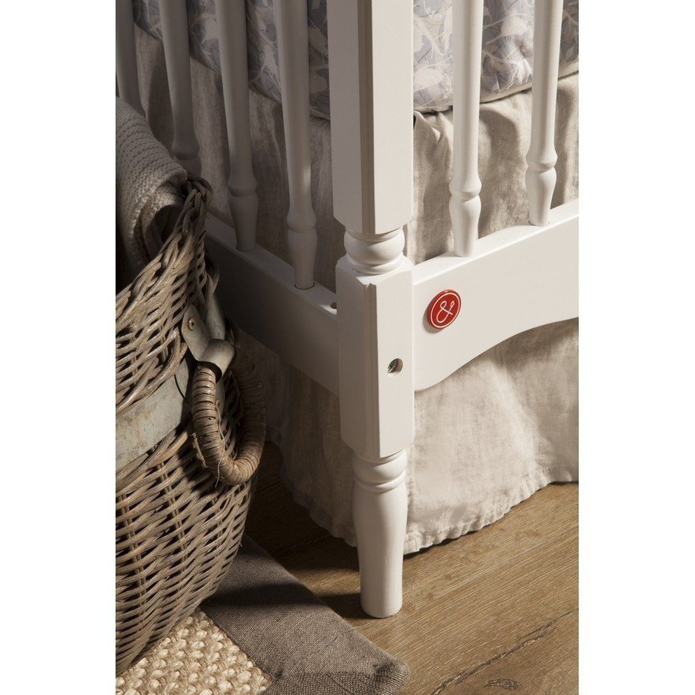 Namesake Liberty 3-in-1 Convertible Spindle Crib w/Toddler Bed Conversion Kit in Warm White