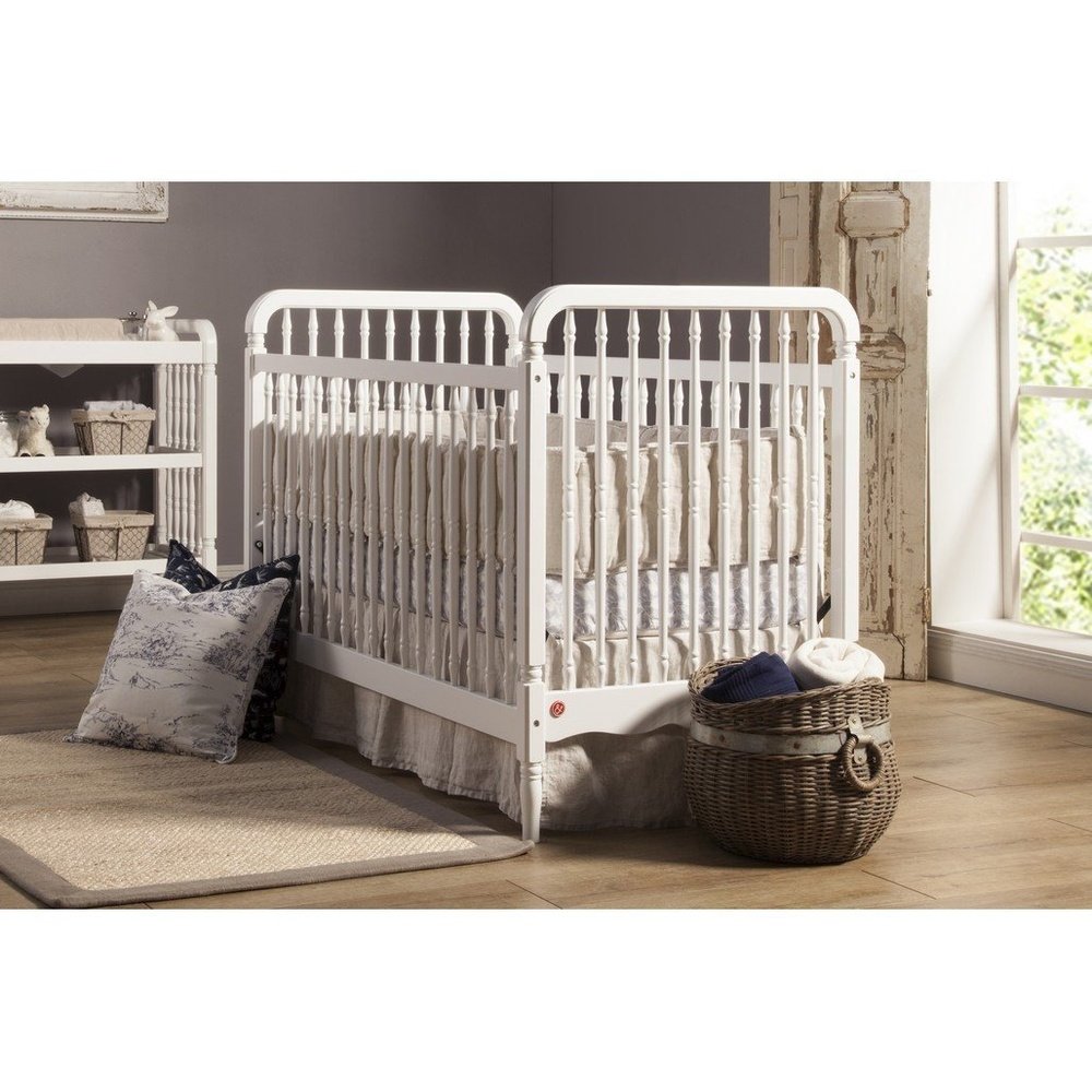 Namesake Liberty 3-in-1 Convertible Spindle Crib w/Toddler Bed Conversion Kit in Warm White