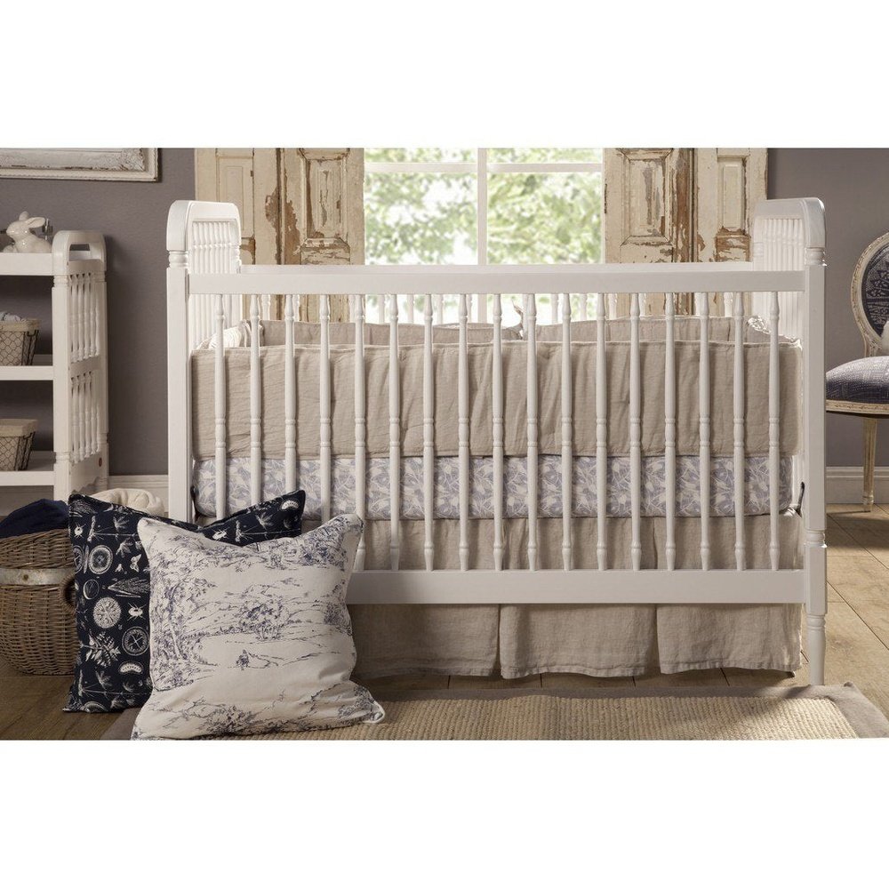 Namesake Liberty 3-in-1 Convertible Spindle Crib w/Toddler Bed Conversion Kit in Warm White