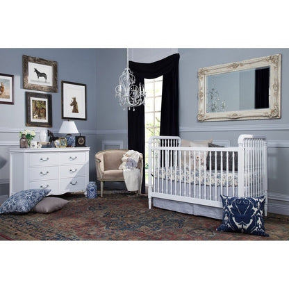 Namesake Liberty 3-in-1 Convertible Spindle Crib w/Toddler Bed Conversion Kit in Warm White