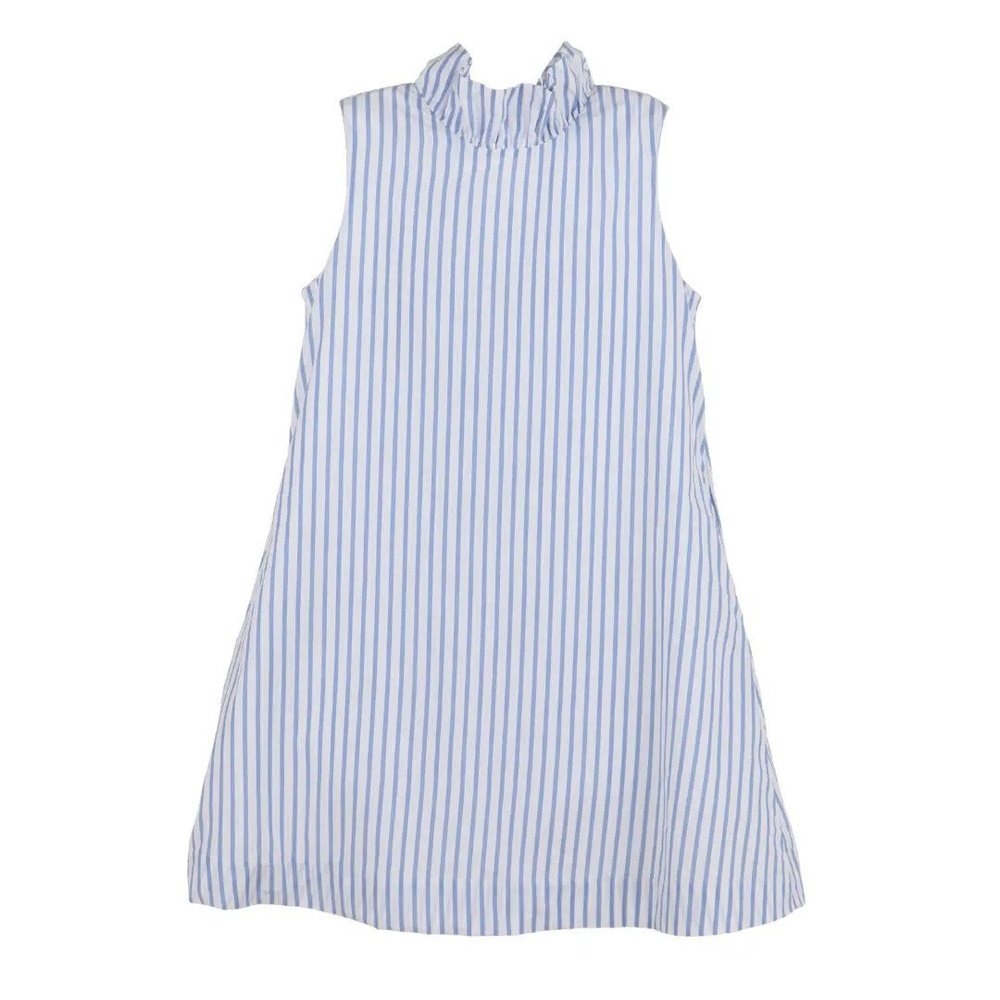 Gabby Apparel 7 / White & Blue Gabby Girls Blair Blue Stripe Bow Dress