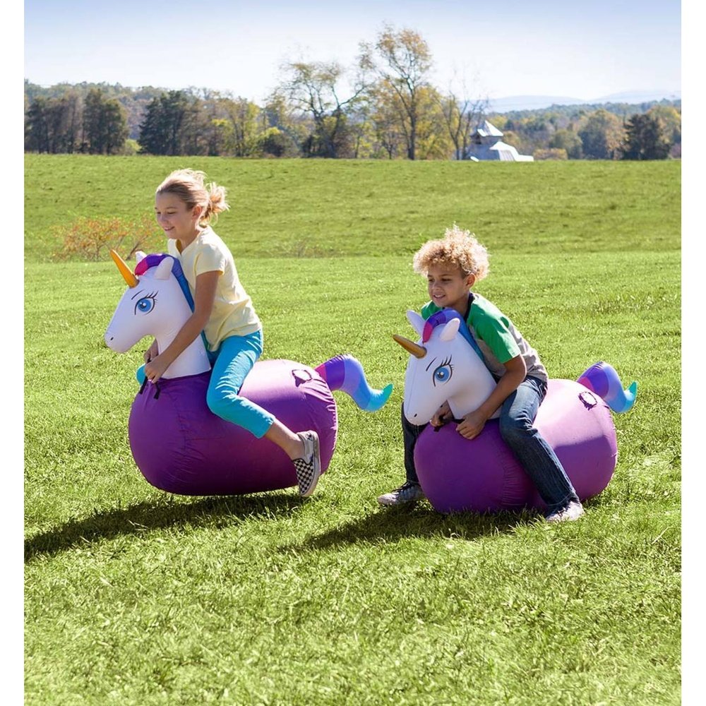 Hearth Song Inflatable Ride-On Hop ‘n Go Unicorns, Set of 2
