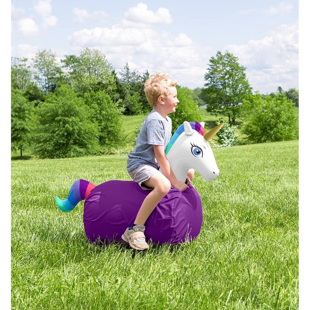 Hearth Song Inflatable Ride-On Hop ‘n Go Unicorns, Set of 2
