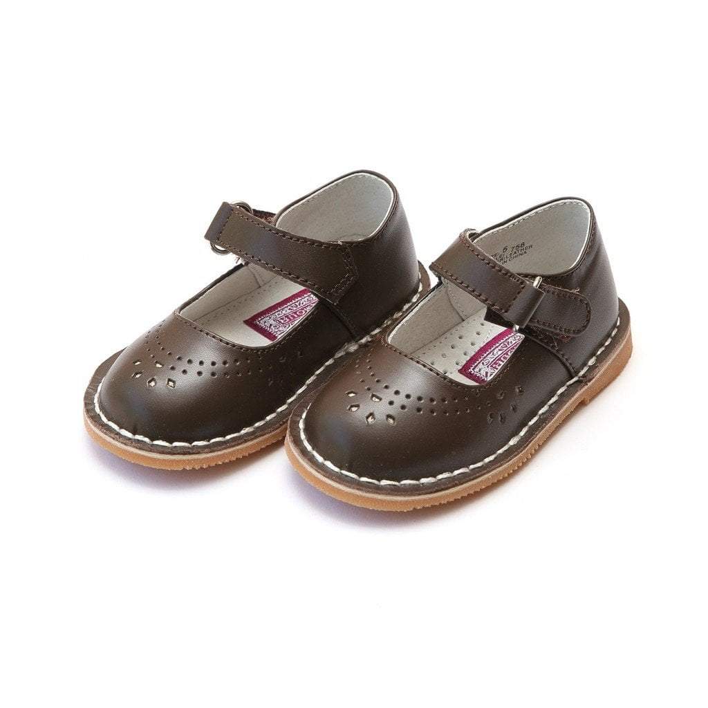 L'Amour Girls Toddler or Kids Classic Brown Leather Mary Jane Shoe
