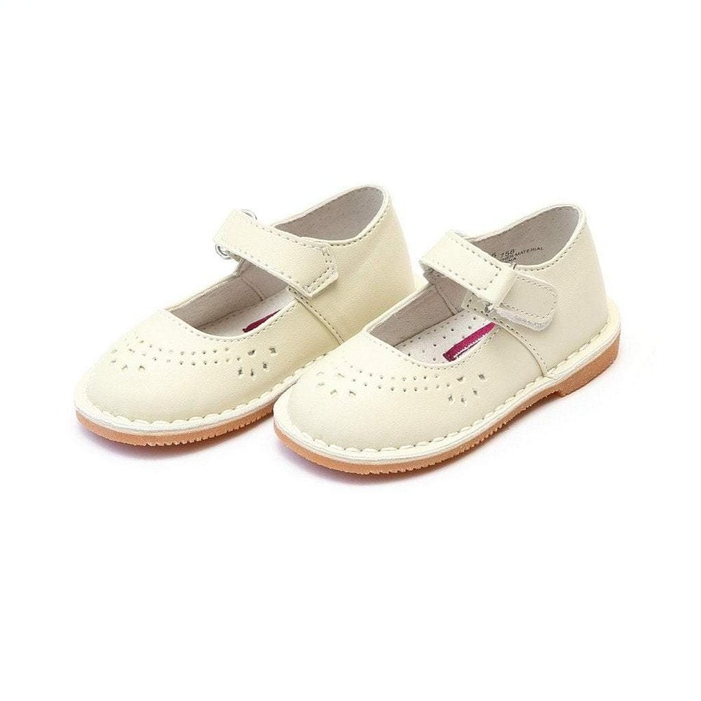 L'Amour Girls Toddler or Kids Classic Ecru Leather Mary Jane Shoe