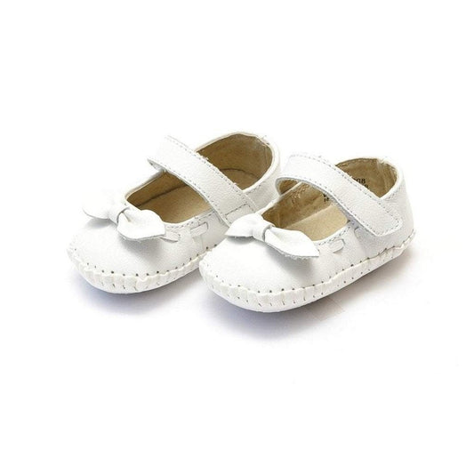 L'Amour Infant Baby Girls White Mary Jane with Bow Shoes