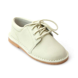 L'Amour Toddler or Kid Boy Ecru Leather Lace Up Shoe