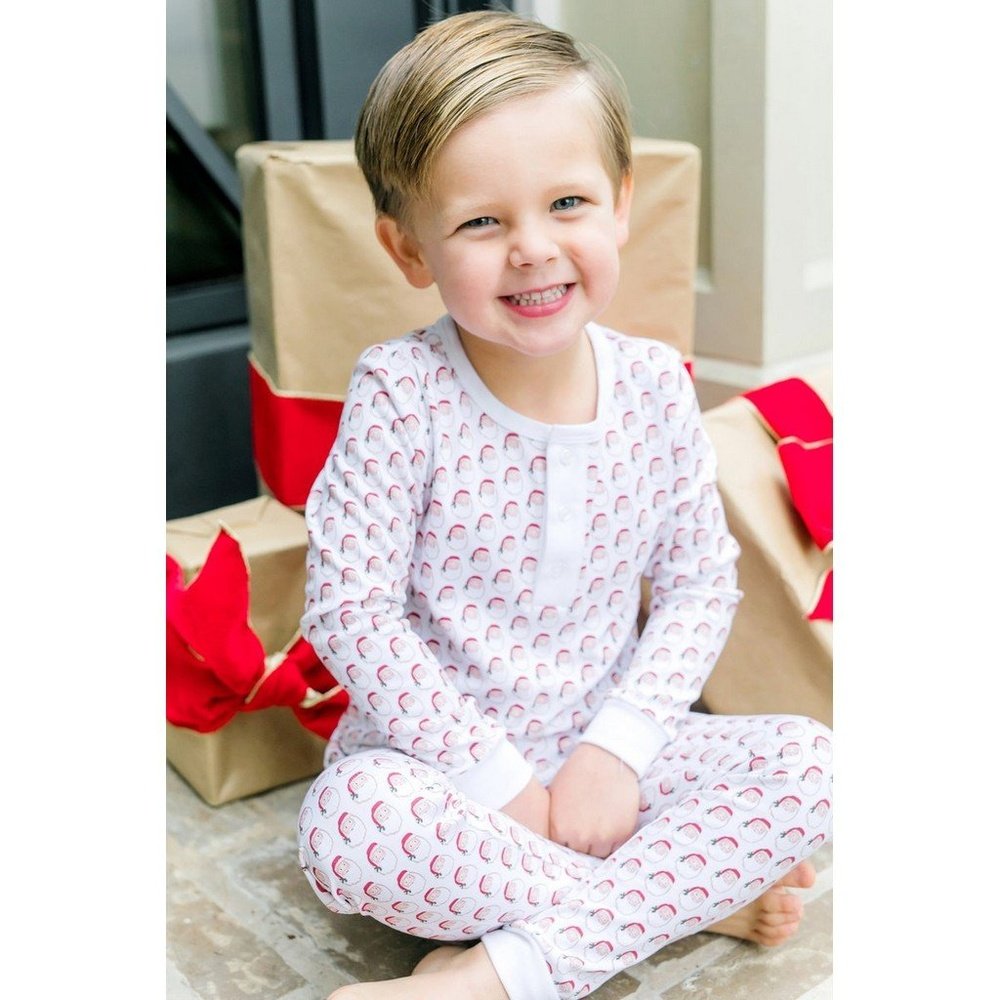 Lila + Hayes Jack Boys' Pima Cotton Pajama Pant Set Holly Jolly Santa