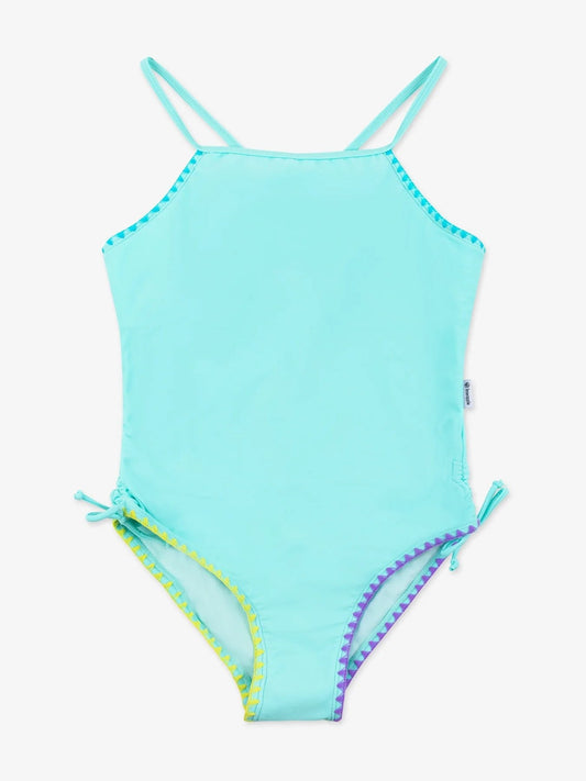 Limeapple Apparel & Gifts Limeapple BRIDGET-Green Embroidered Square Neck One Piece Swimsuit