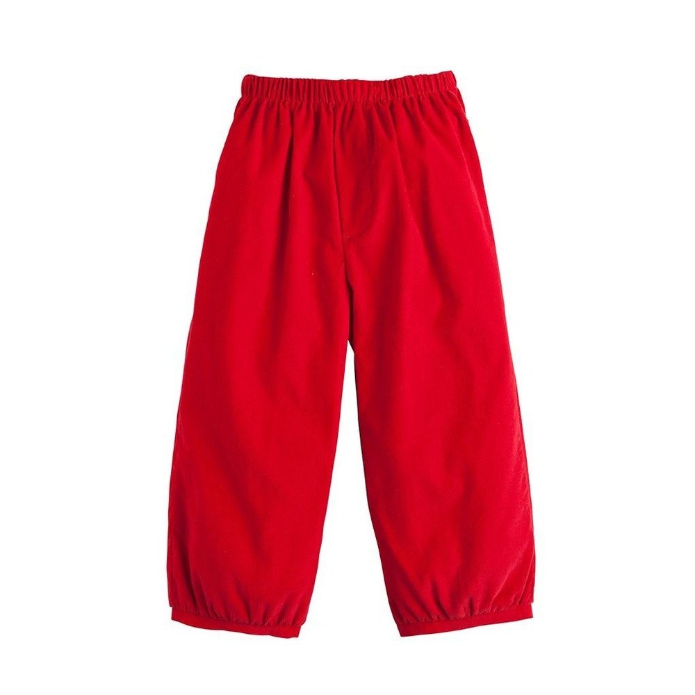Little English Full-Length Red Pants with Elastic Fittings