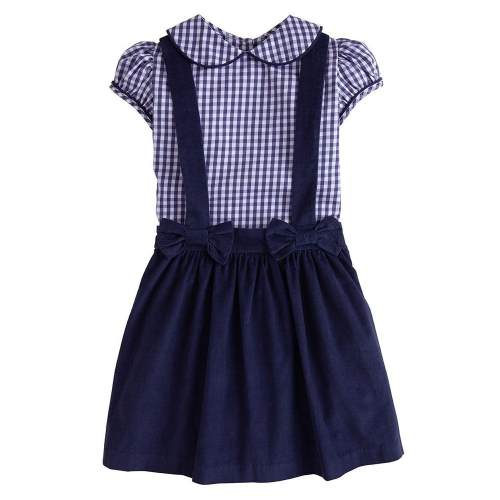 Little English Bellfield Bow Jumper Set Navy Gingham