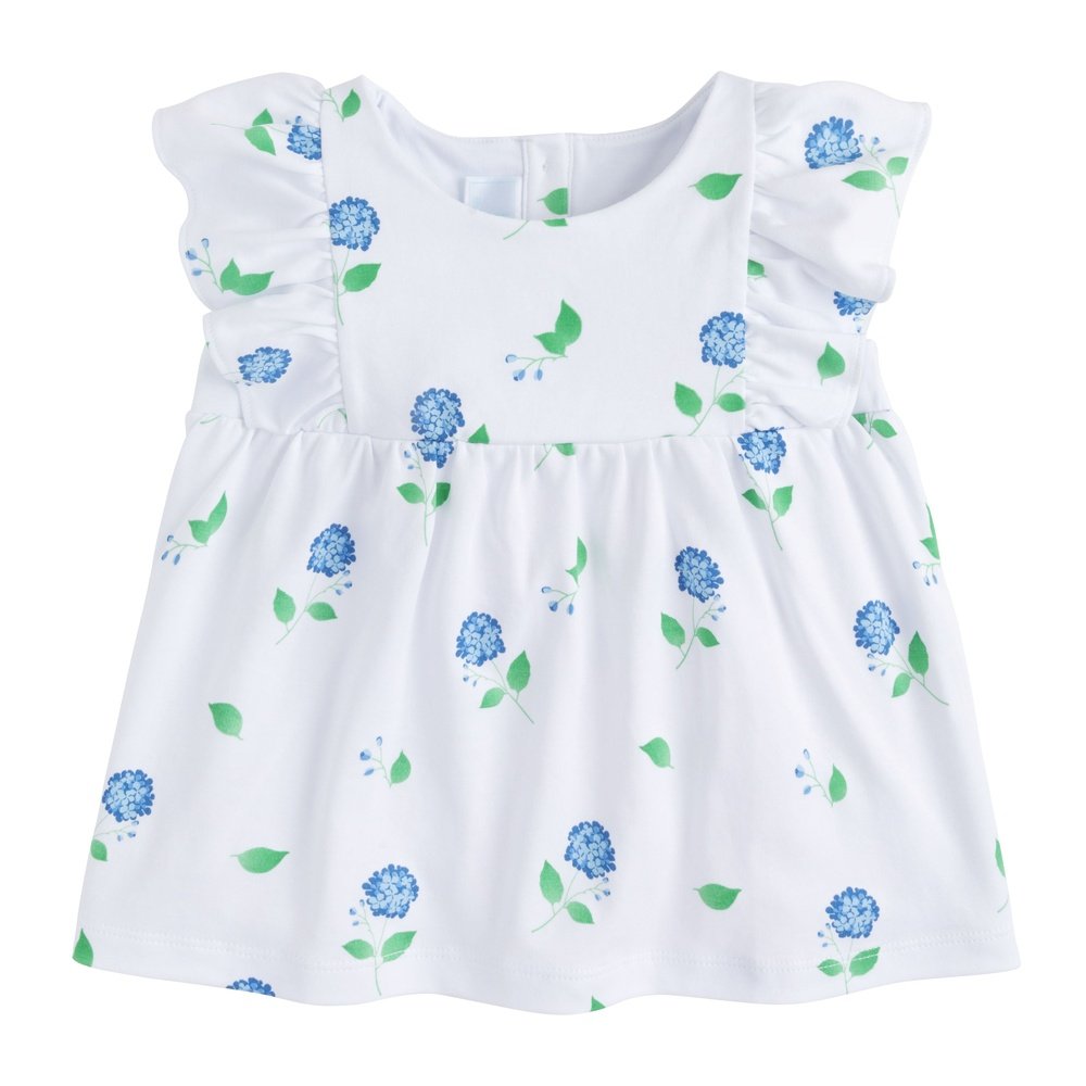 Little English Lorelai Knit Top Hydrangea Blooms & Light Blue Tulip Short Set