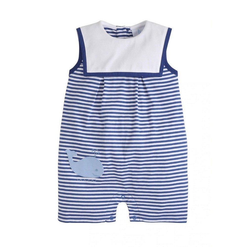 Little English Sailor Applique Romper Whale