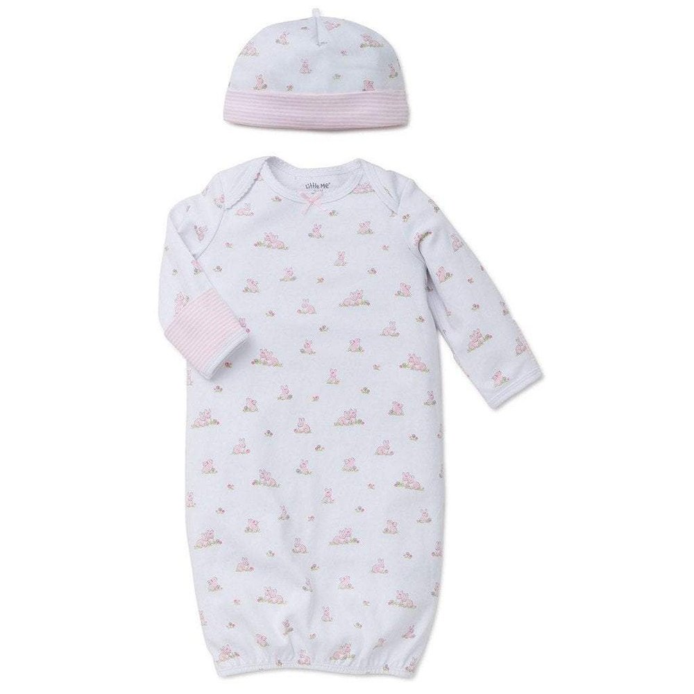 Little Me Baby Bunnies Infant Baby Gown with Hat