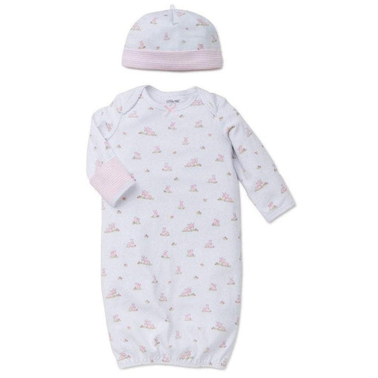 Little Me Baby Bunnies Infant Baby Gown with Hat