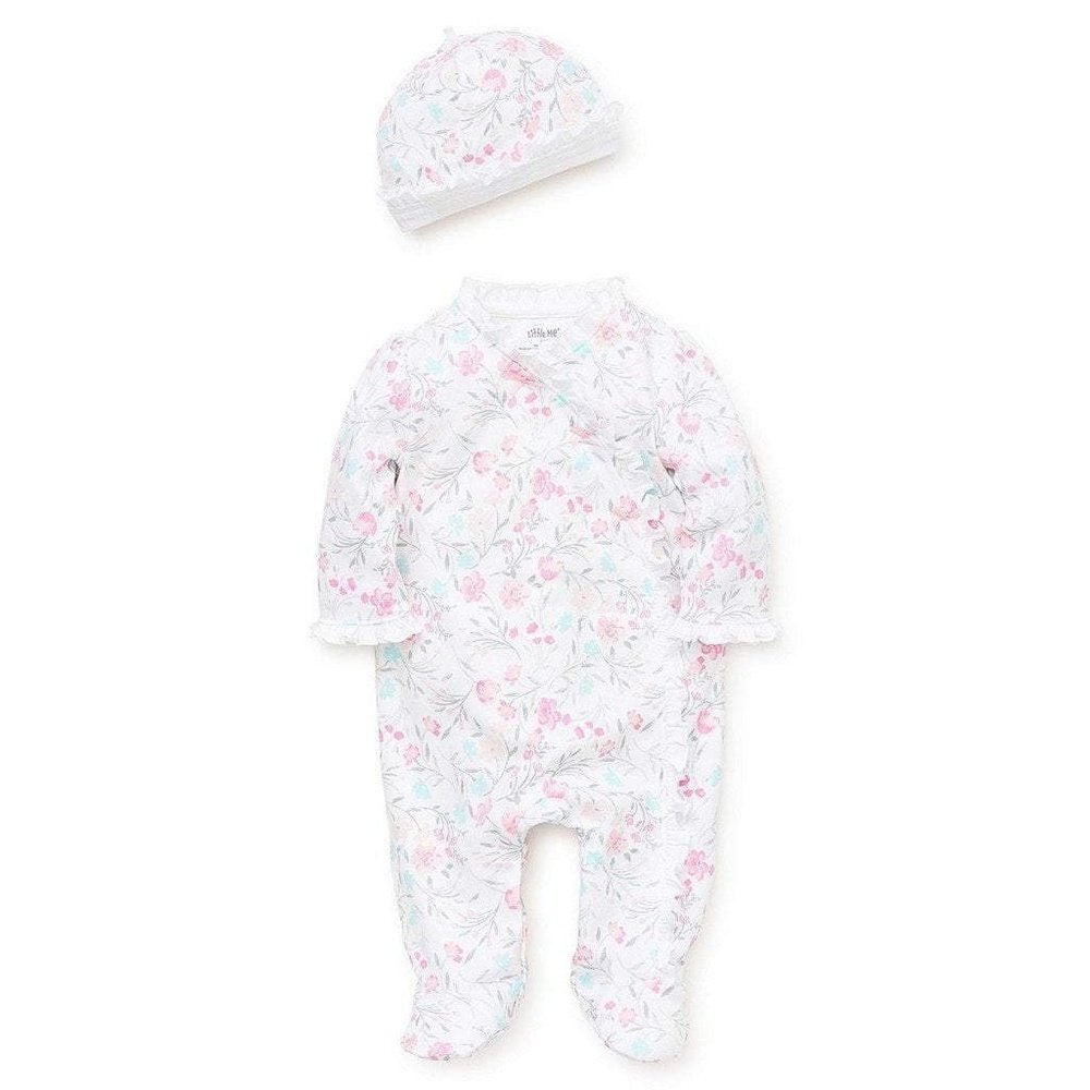 Little Me Watercolor Infant Baby Girls Footie with Hat