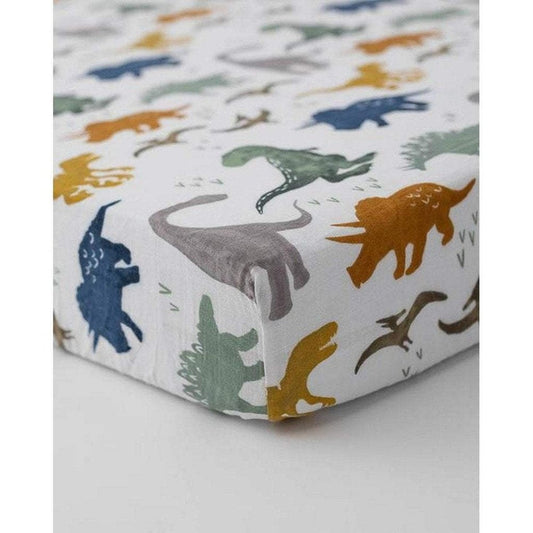 Little Unicorn Cotton Muslin Crib Sheet Dino Friends