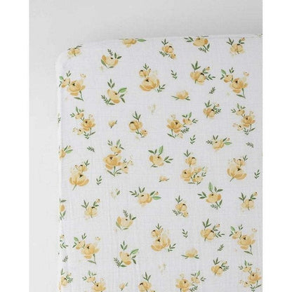 Little Unicorn Cotton Muslin Crib Sheet Yellow Rose