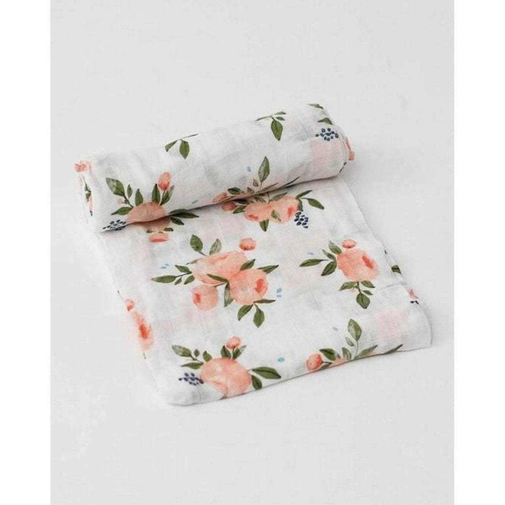 Little Unicorn Cotton Muslin Swaddle Blanket Watercolor Roses