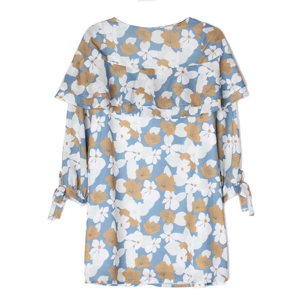 Mabel & Honey Girls Blue and Yellow Floral Dress