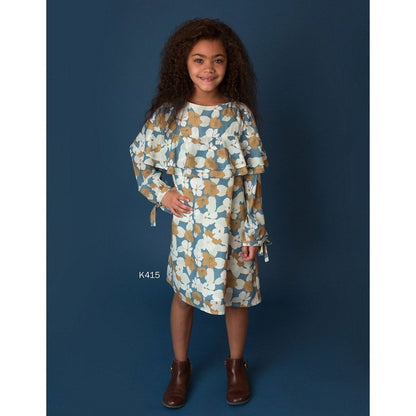 Mabel & Honey Girls Blue and Yellow Floral Dress