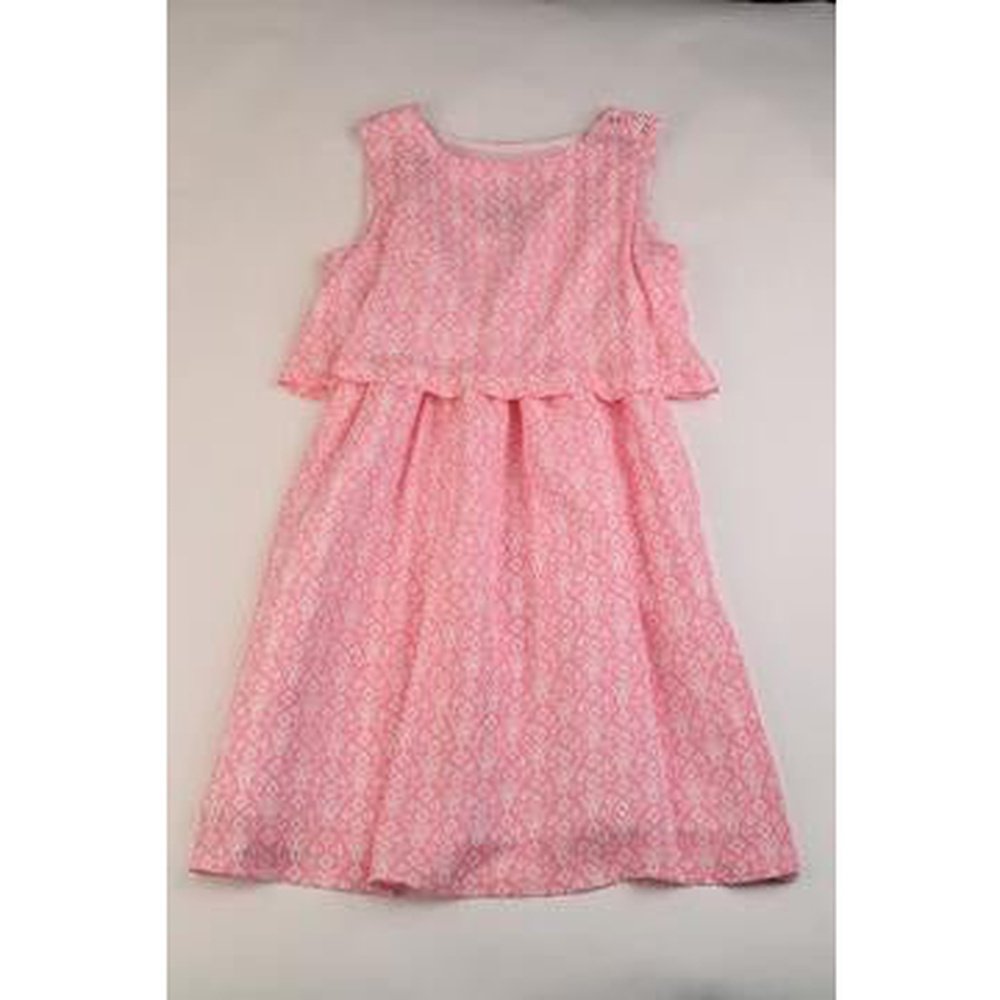 Maggie Breen Apparel 7 / Pink Maggie Breen Pink & White Elastic Waist Dress