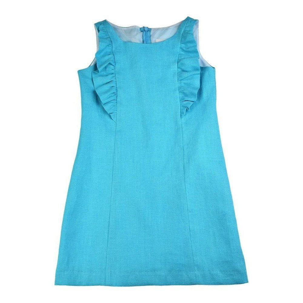 Maggie Breen Apparel 7 / Turquoise Maggie Breen Turquoise Linen Ruffle Dress