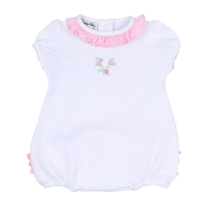 Magnolia Baby Apparel 3 Mo / White/Pink Magnolia Baby Annalise's Classics Embroidered Ruffle Flutters Bubble