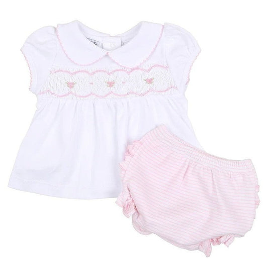 Magnolia Baby Arther and Anna Smocked Diaper Set Pink