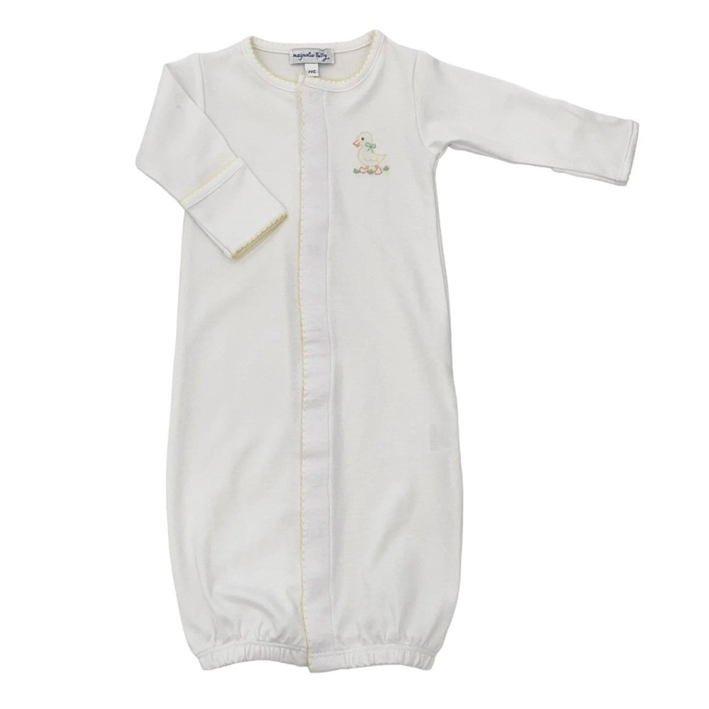Magnolia Baby Apparel Newborn / Yellow Magnolia Baby Little Quakers Embroidered Converter Gown