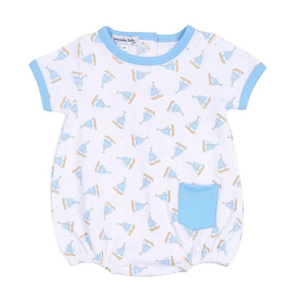 Magnolia Baby Tiny Sailboat Blue Printed Short Sleeve Bubble