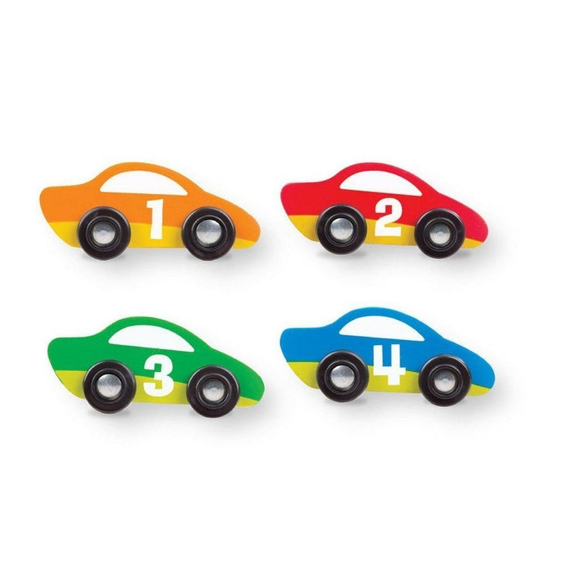 Melissa & Doug Speedway Race Track Rug with 4 Wooden Cars Set