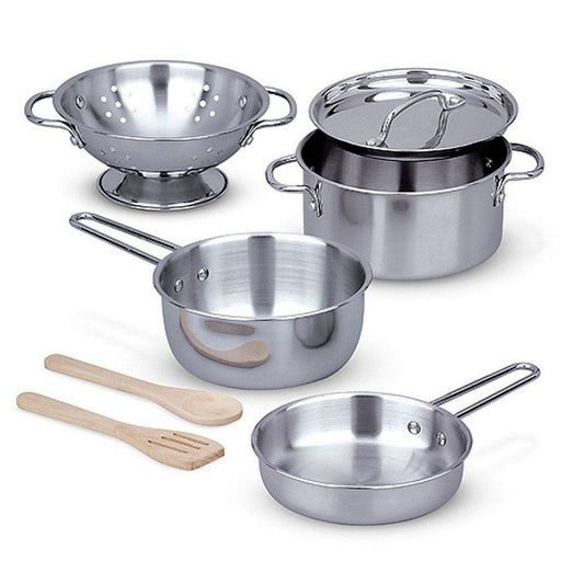 Melissa & Doug Stainless Steel Pretend & Play Pots & Pans