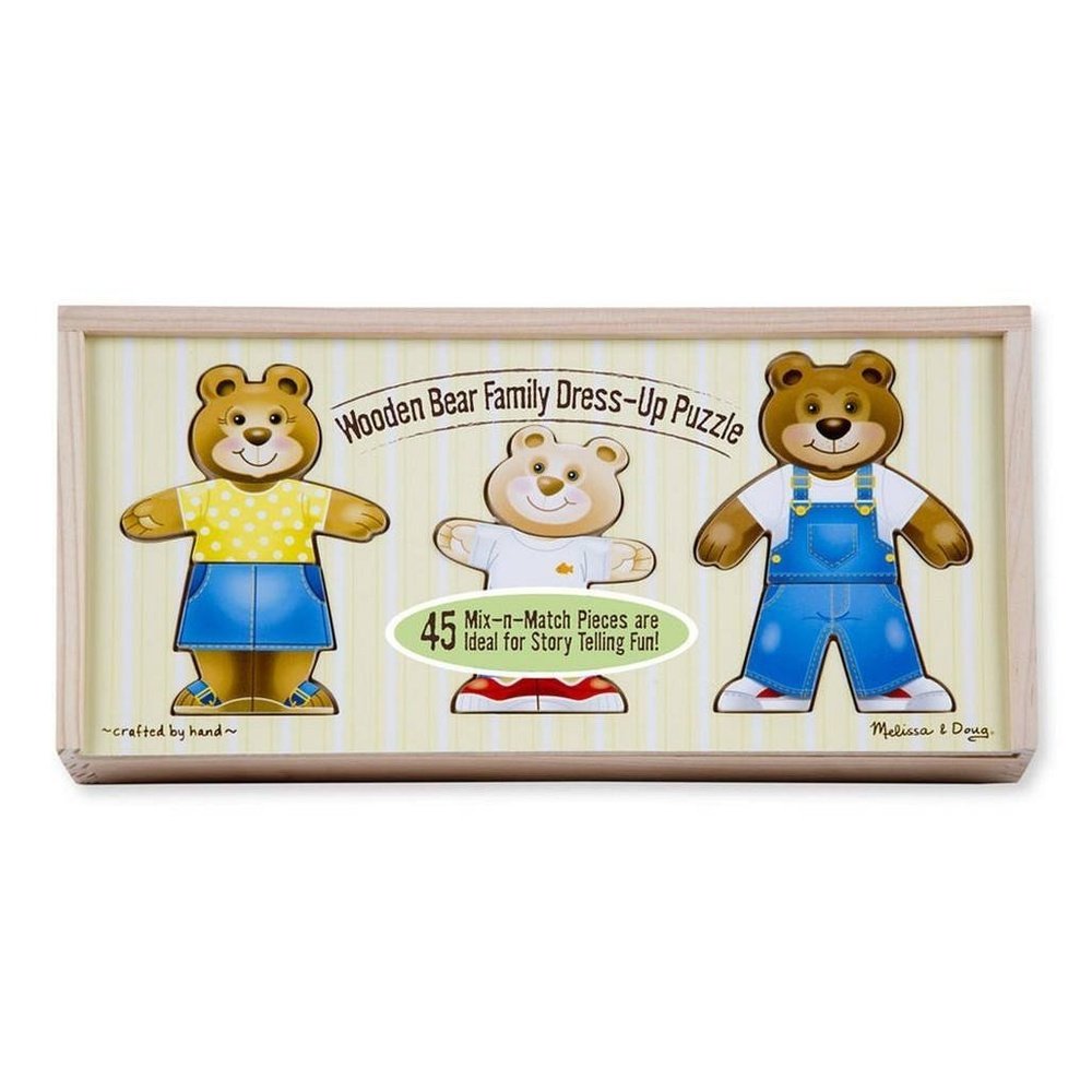 Melissa Doug Wooden Bear Family Dress Up Mini Puzzle Babysupermarket