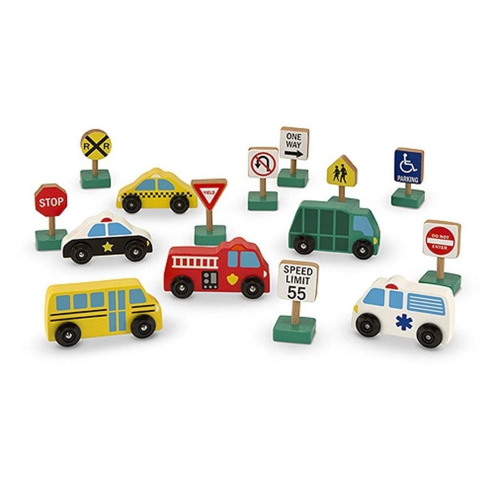 Melissa & Doug Wooden Vehicles & Traffic Signs Wooden Vehicle Play