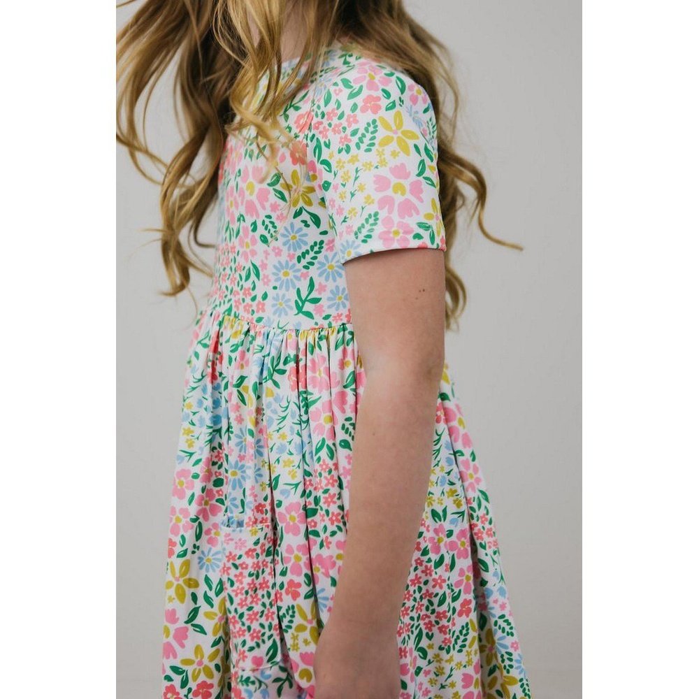 Mila & Rose Daffodils Short Sleeve Pocket Twirl Dress
