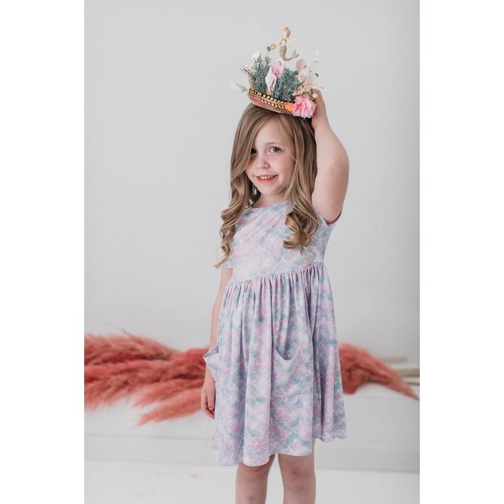Mila & Rose Mermaid Sparkle Short Sleeve Pocket Twirl Dress