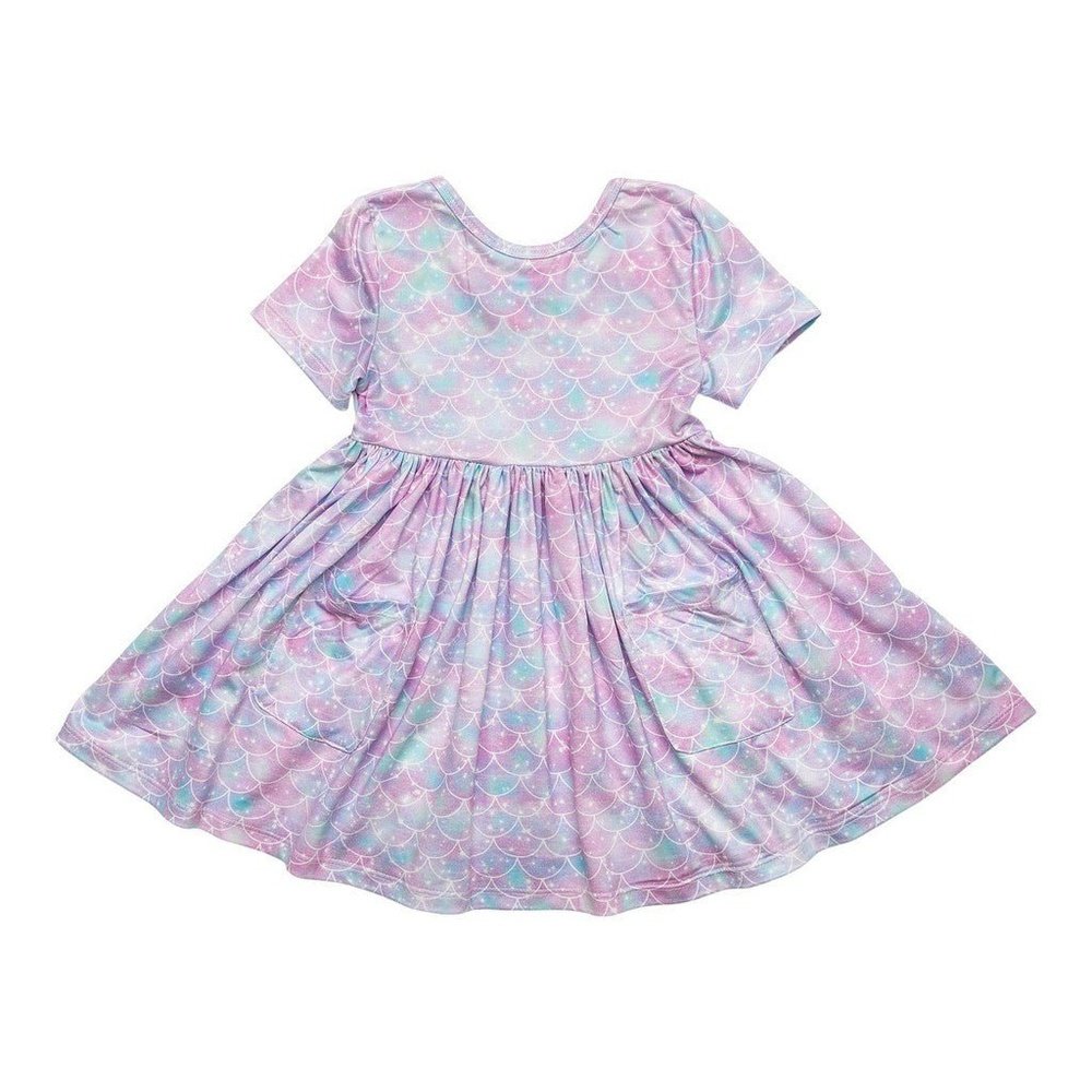 Mila & Rose Mermaid Sparkle Short Sleeve Pocket Twirl Dress