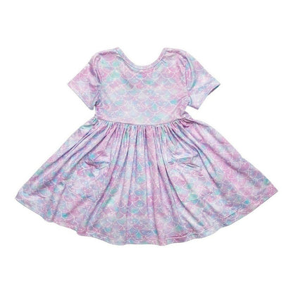 Mila & Rose Mermaid Sparkle Short Sleeve Pocket Twirl Dress