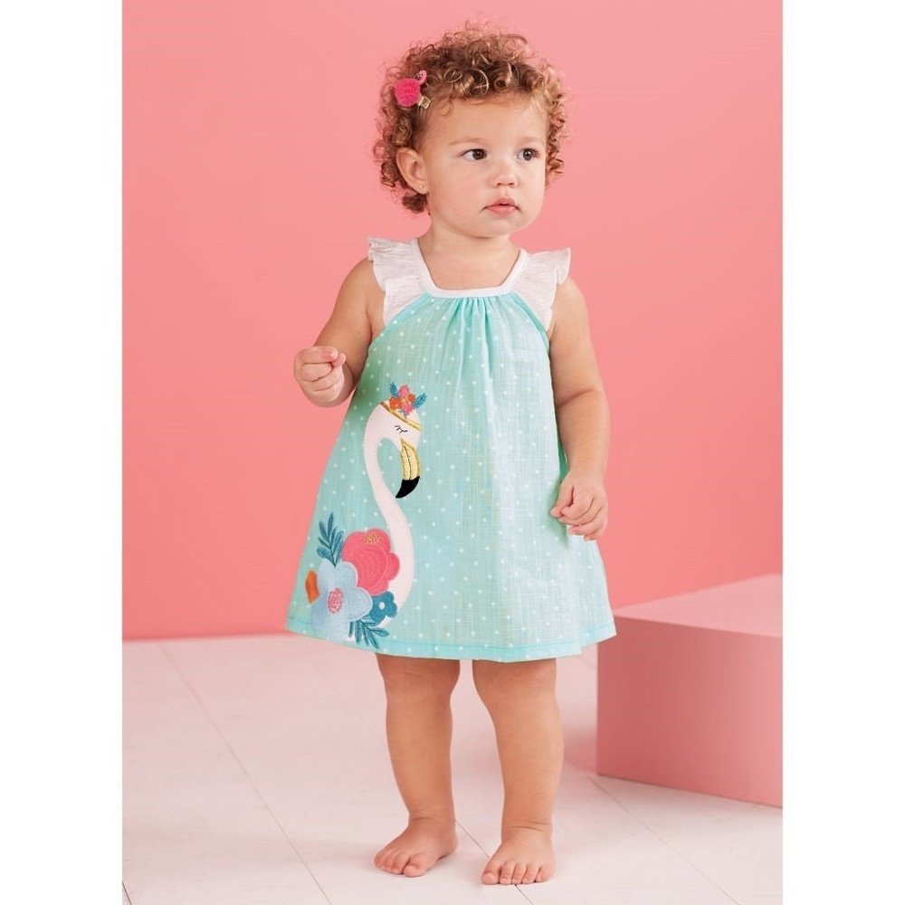 blue dress for baby girl Pink Flamingo Pattern Quarter-zip Long Sleeve Golf Dress main image 0