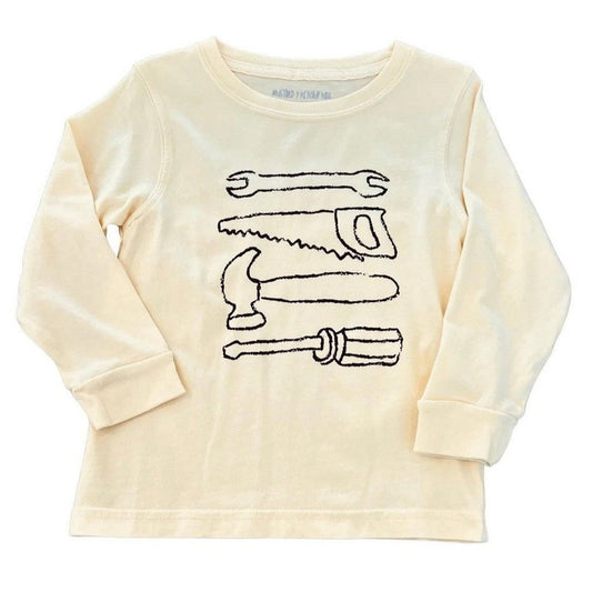 Mustard & Ketchup Kids Long-Sleeve Yellow Tools T-Shirt