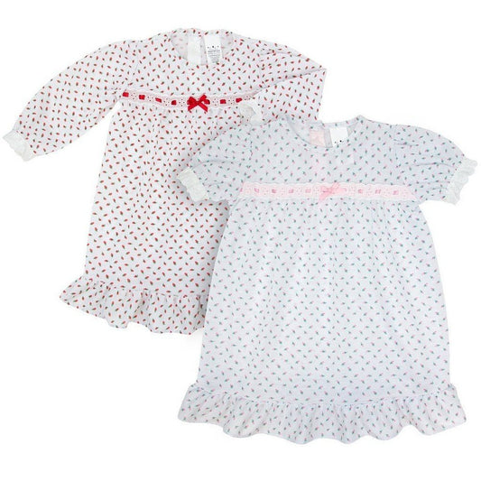 New ICM Toddler or Girls Long Sleeve Red Rosebud Gown