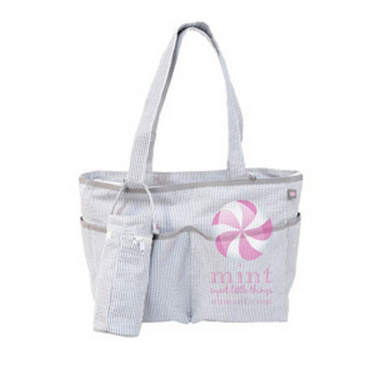 Oh Mint Seersucker Diaper Bag
