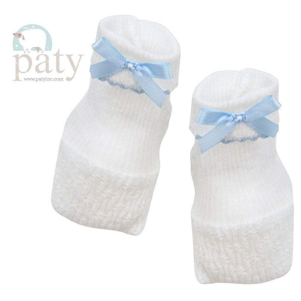 Paty Blue Baby Booties with Trim