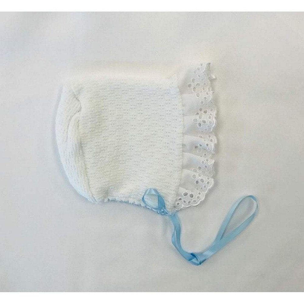 Paty Eyelet Bonnet White with Blue