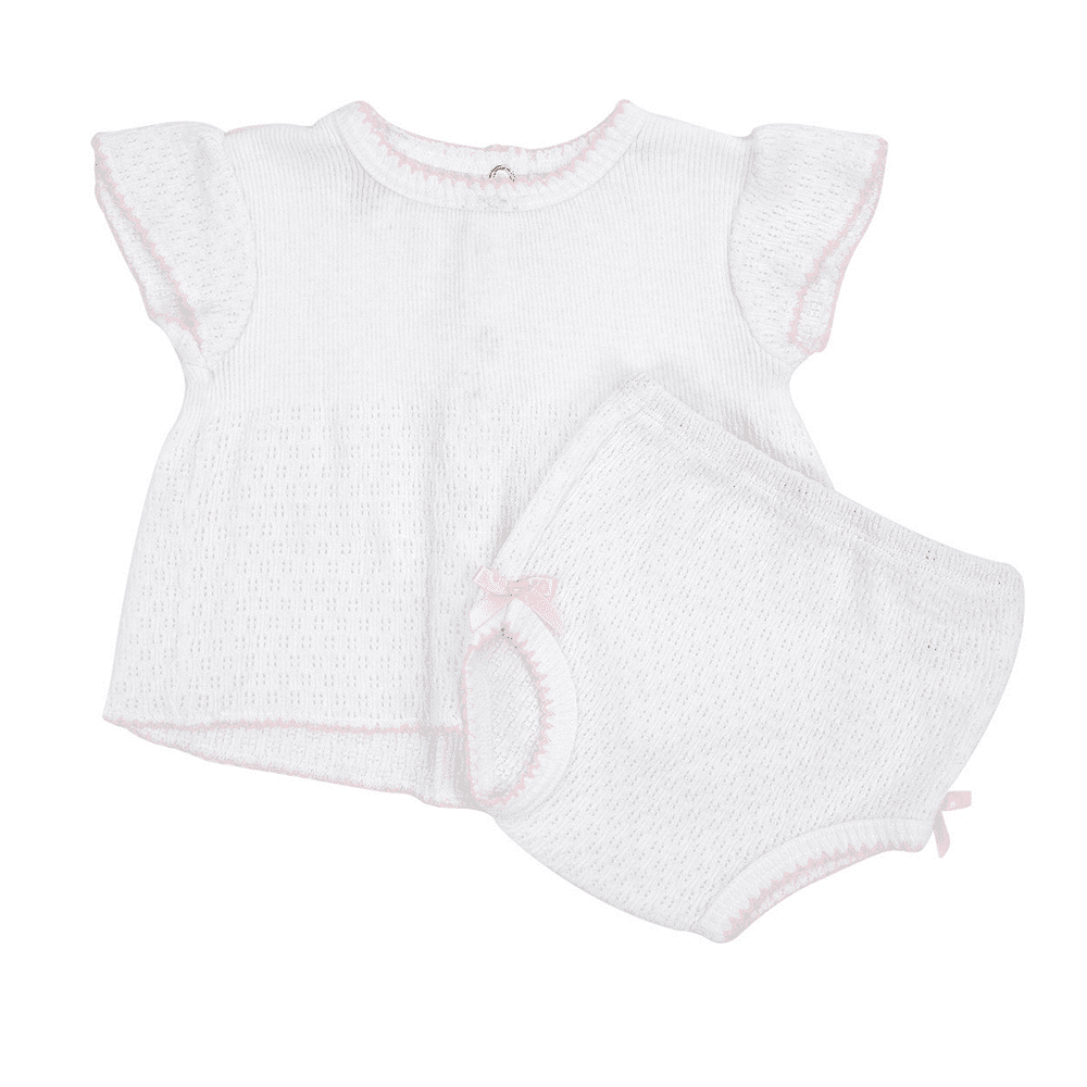 Paty Girl Diaper Set with Short Sleeve Top and Panty with Bow