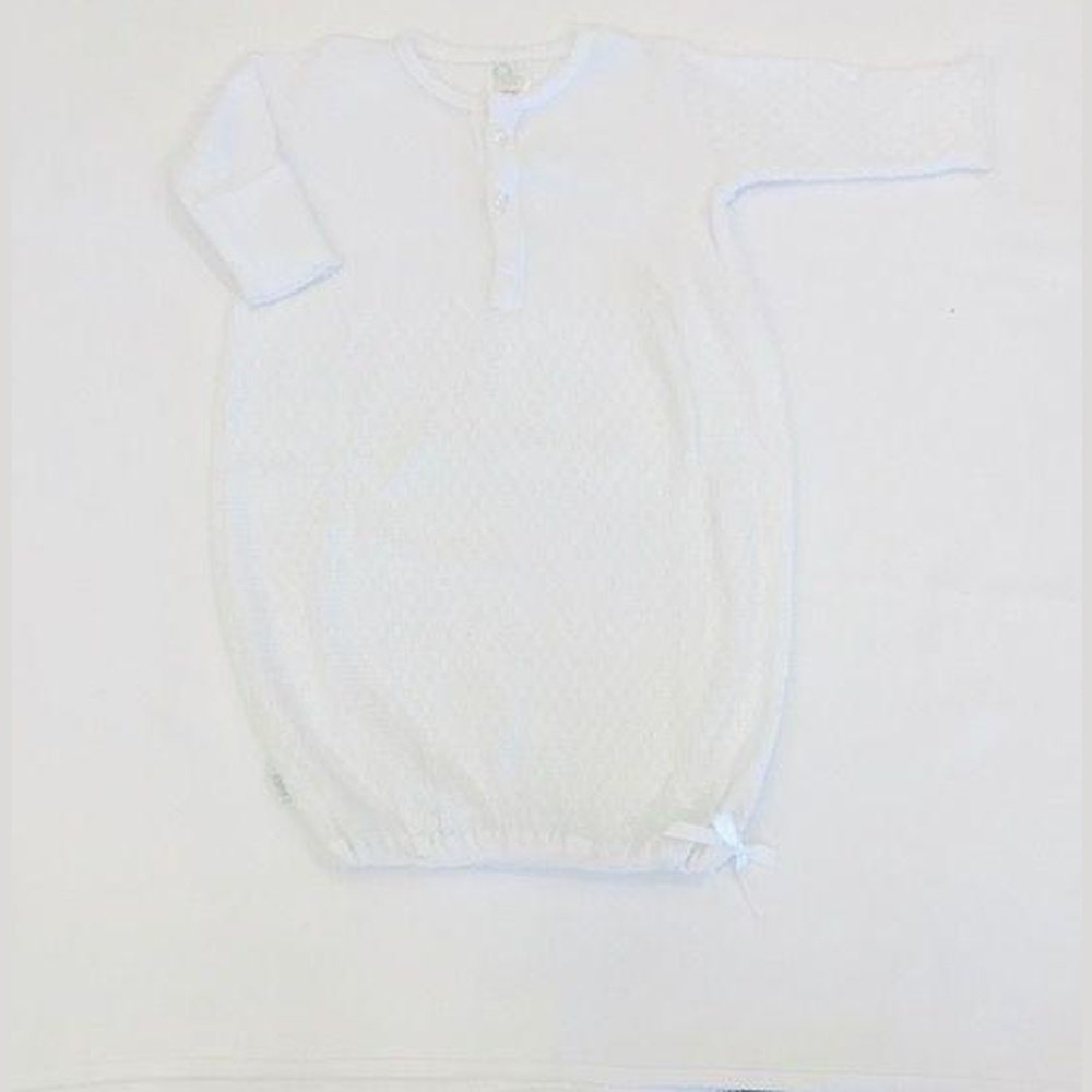 Paty White Button Down Sack Infant Gown